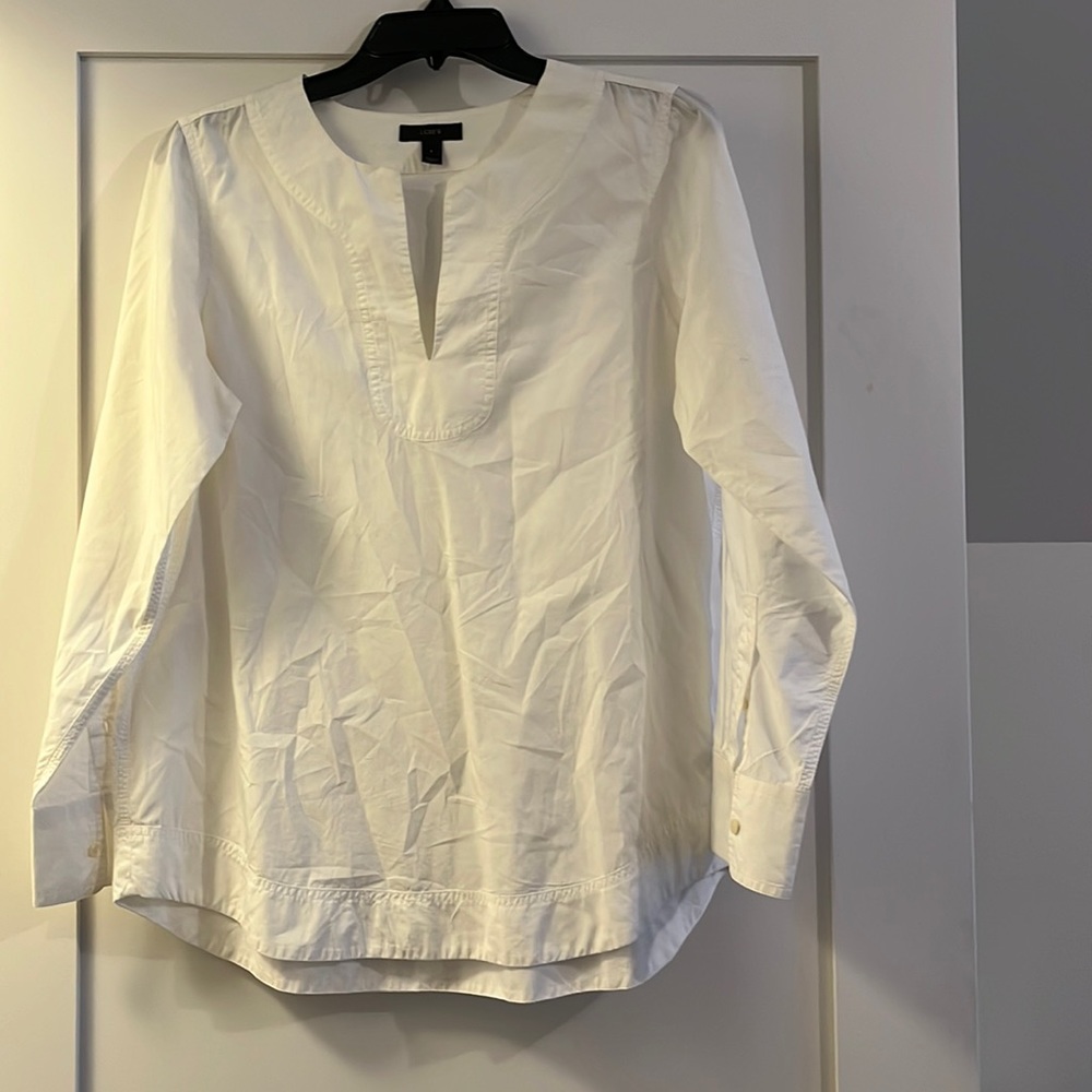 white poplin J Crew blouse
